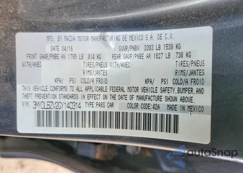 2016 Scion Ia Base из США, поврежденный, VIN 3MYDLBZV2GY140314